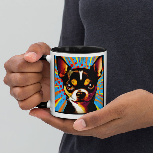 Retro Pop Art Chihuahua Mug with Color Inside